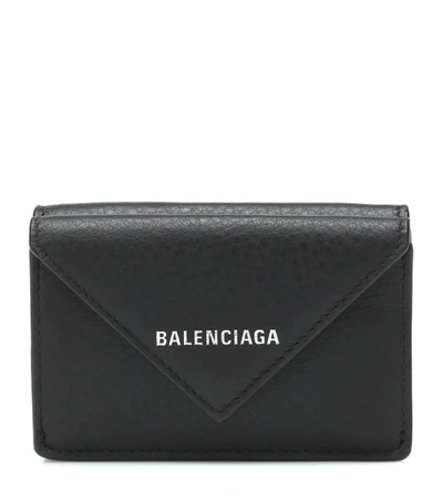 Balenciaga Embossed Leather Wallet In Black