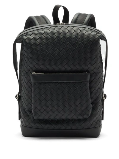 Bottega Veneta Intrecciato Backpack In Black