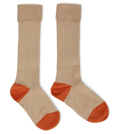 Caramel Kids' Baby Child Rib Cotton-blend Socks In Brown
