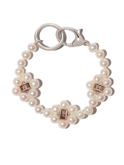 Hatton Labs Sterling Silver Freshwater Pearl And Crystal Bracelet In White