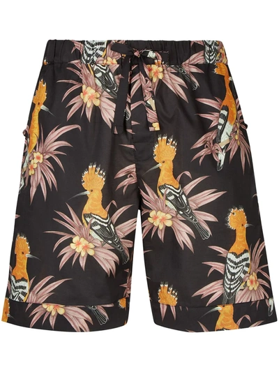 Desmond & Dempsey Marginata Drawstring Pyjama Shorts In Black