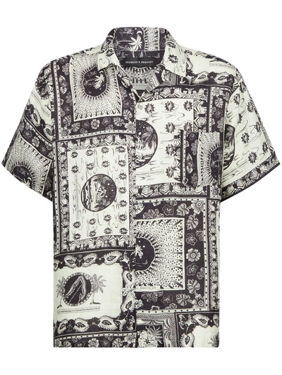 Desmond & Dempsey Lamba Print Pyjama Shirt In Black