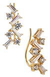 Nadri Tezoro Cubic Zirconia Cluster Climber Earrings In Gold