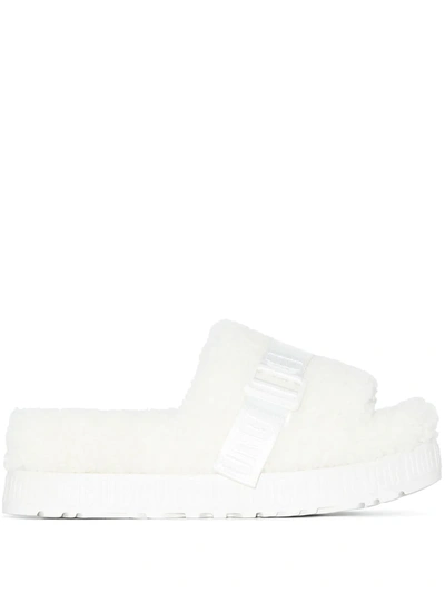 Ugg White Fluffita Shearling Slides