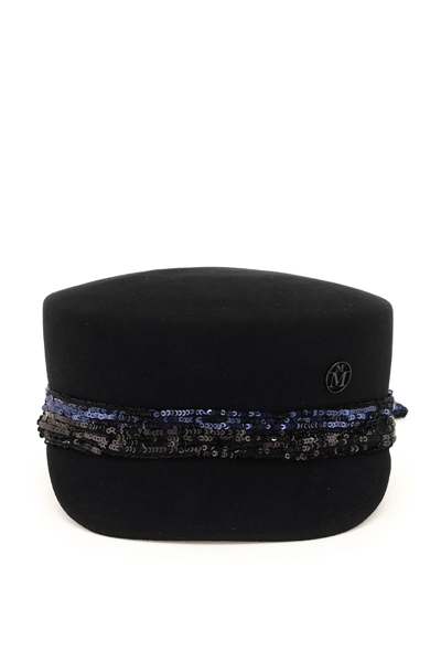 Maison Michel Abby Felt And Sequins Beret In Black