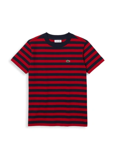 Lacoste Boys' Striped Cotton Tee - Little Kid, Big Kid In Red