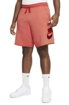 Nike Sportswear Alumni Shorts In Lobster/ Heather/ Gym Red