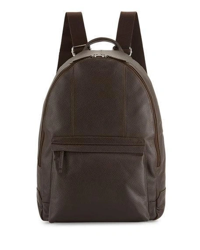 Cole Haan Pebbled Leather Backpack, Chocolate, Black