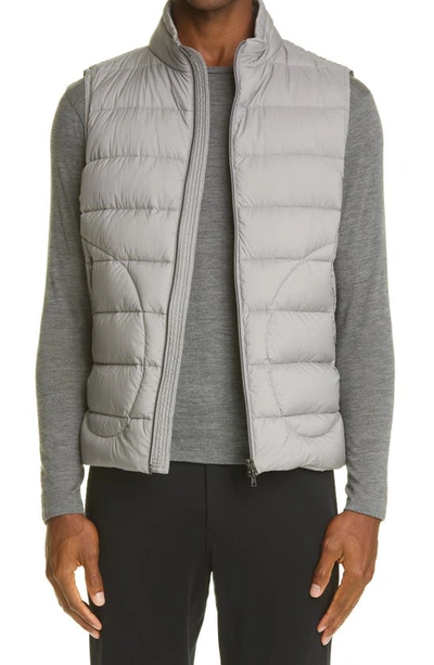 Herno Legend Matte Nylon Down Puffer Vest In Gray