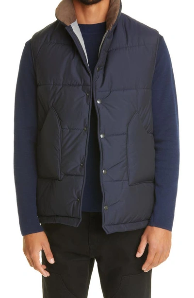 Mackintosh Osaka Quilted Water Repellent Wool & Nylon Vest In Navy
