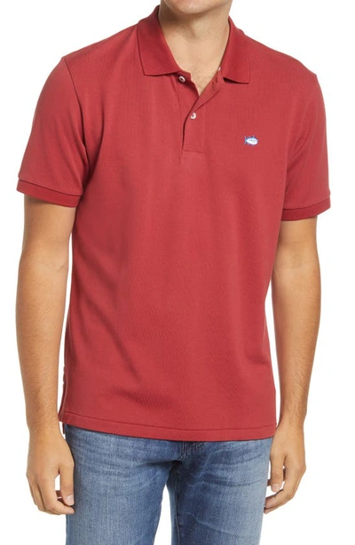 Southern Tide Skipjack Micro Pique Stretch Cotton Polo In Barn Red