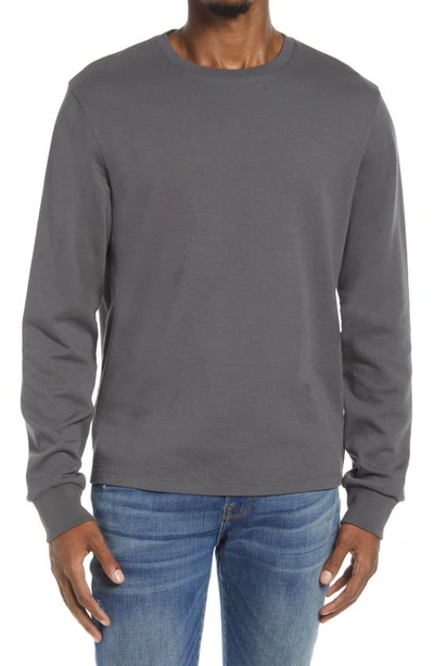 Frame Cotton Duofold Long Sleeve Cotton T-shirt In Cement Gray
