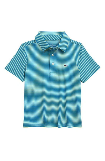 Vineyard Vines Kids' Bradley Stripe Sankaty Performance Polo In Tart Apple