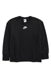 Nike Sportswear Club Fleece Big Kids' (girls') Crew Sweatshirt In Black