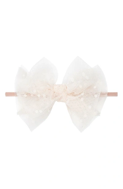 Baby Bling Babies' Tulle Fab Bow Headband In Blush/ Oatmeal