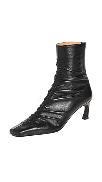 Reike Nen Front Shirring Ankle Boots In Black