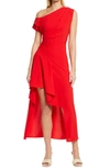 Elliatt Pallas Cascade Ruffle One-shoulder Cocktail Dress In Red