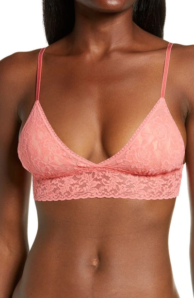 Hanky Panky 'signature Lace' Padded Bralette In Peachy Keen Orange