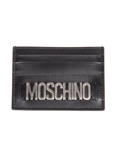 Moschino Logo Plaque Card Holder In Black