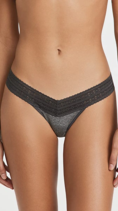Hanky Panky Dreamease Heather Low Rise Thong In Heather Grey,granite