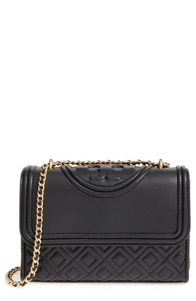 Tory Burch 'small Fleming' Quilted Leather Shoulder Bag In Black