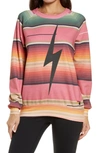 Aviator Nation Pink Serape Bolt Stitch Sweatshirt