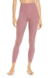 Beyond Yoga Space-dye High Waist Capri Legging In Wistful Rouge Heather Rib