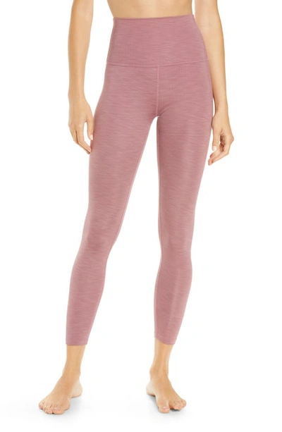 Beyond Yoga Space-dye High Waist Capri Legging In Wistful Rouge Heather Rib