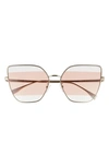 Fendi 61 Butterfly Sunglasses In Gold / Bordeaux