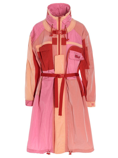 Stella Mccartney Technical Nylon Logo Trench Coat In Pink