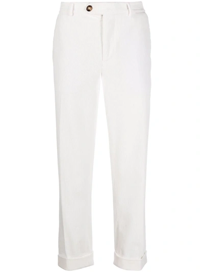 Brunello Cucinelli Corduroy Straight-leg Trousers In White