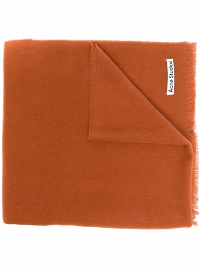 Acne Studios Fine-knit Wool Scarf In Orange