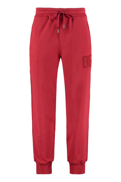 Dolce & Gabbana Logo-embroidered Cotton-jersey Track Pants In Red