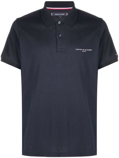 Tommy Hilfiger Logo Print Polo Shirt In Blau | ModeSens