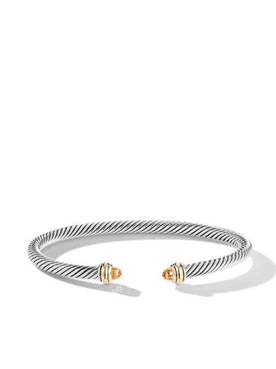David Yurman 18kt Yellow Gold Cable Classic Bracelet In Silver