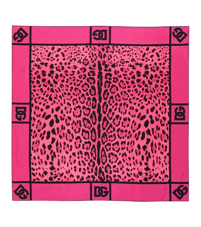 Dolce & Gabbana Dg Leopard-print Silk Scarf In Pink