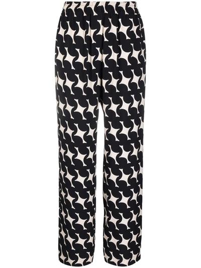 Odeeh Abstract-print Straight-leg Trousers In Schwarz