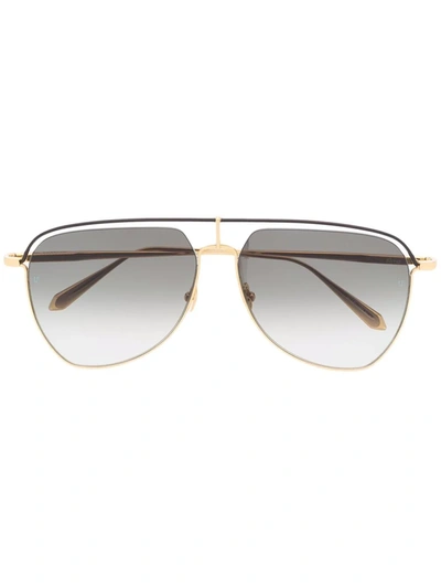 Linda Farrow Pilot Tinted Sunglasses In Gold