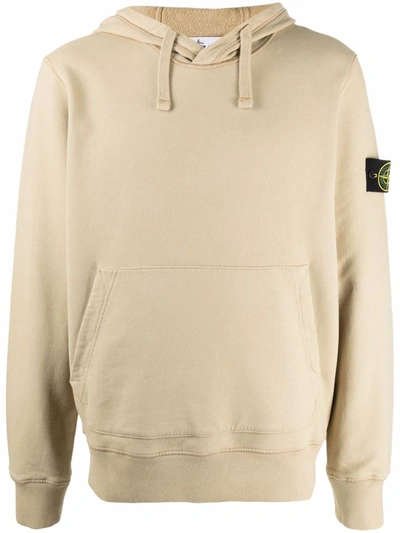 Stone Island Logo-patch Cotton-jersey Hoodie In Neutrals | ModeSens