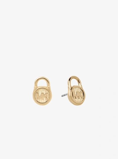 Michael Kors Gold-tone Logo Lock Stud Earrings