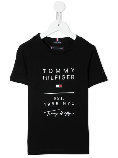 Tommy Hilfiger Junior Kids' Logo-print T-shirt In Blue
