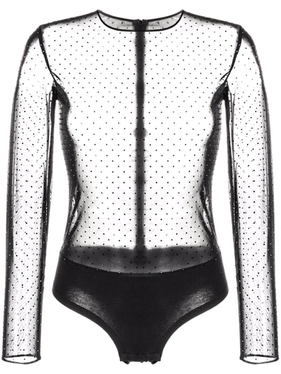 Les Hommes Swarovski Crystal-embellished Sheer Body In Black