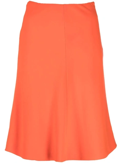 Pre-owned Versace 1990s Above-the-knee Flared Hem Skirt In Orange