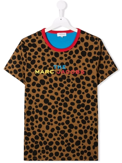 The Marc Jacobs Kids' Polka-dot Lettering T-shirt In Brown