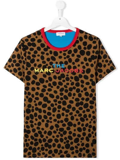 Marc Jacobs Kids' Polka-dot Lettering T-shirt In Brown