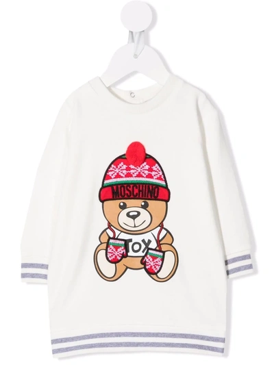 Moschino Babies' Teddy Bear-print Sweater Dress In White