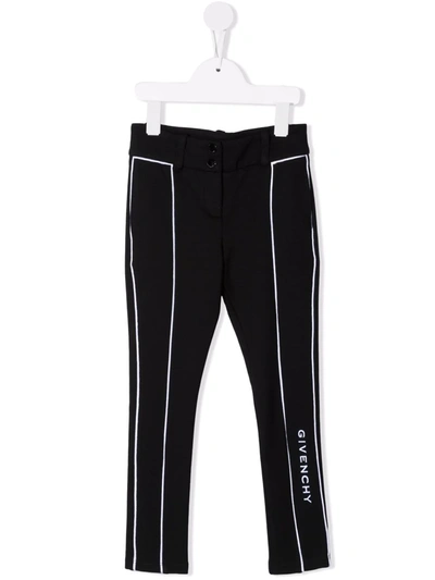 Givenchy Kids' Logo Embroidery Milano Jersey Pants In Black