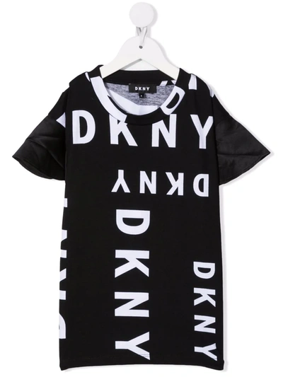 Dkny Teen Logo-print Cotton T-shirt In Black