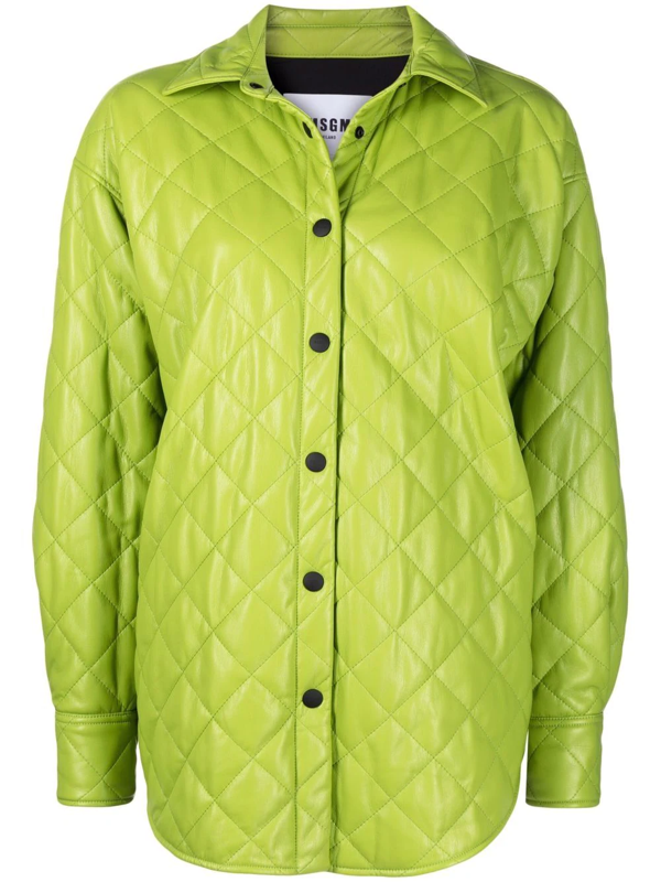 Msgm Quilted-design Outershirt Jacket In Green | ModeSens