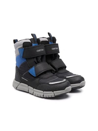 Geox Boy's Flexyper Abx Grip-strap Weather Boots, Toddler/kids In Black/blue